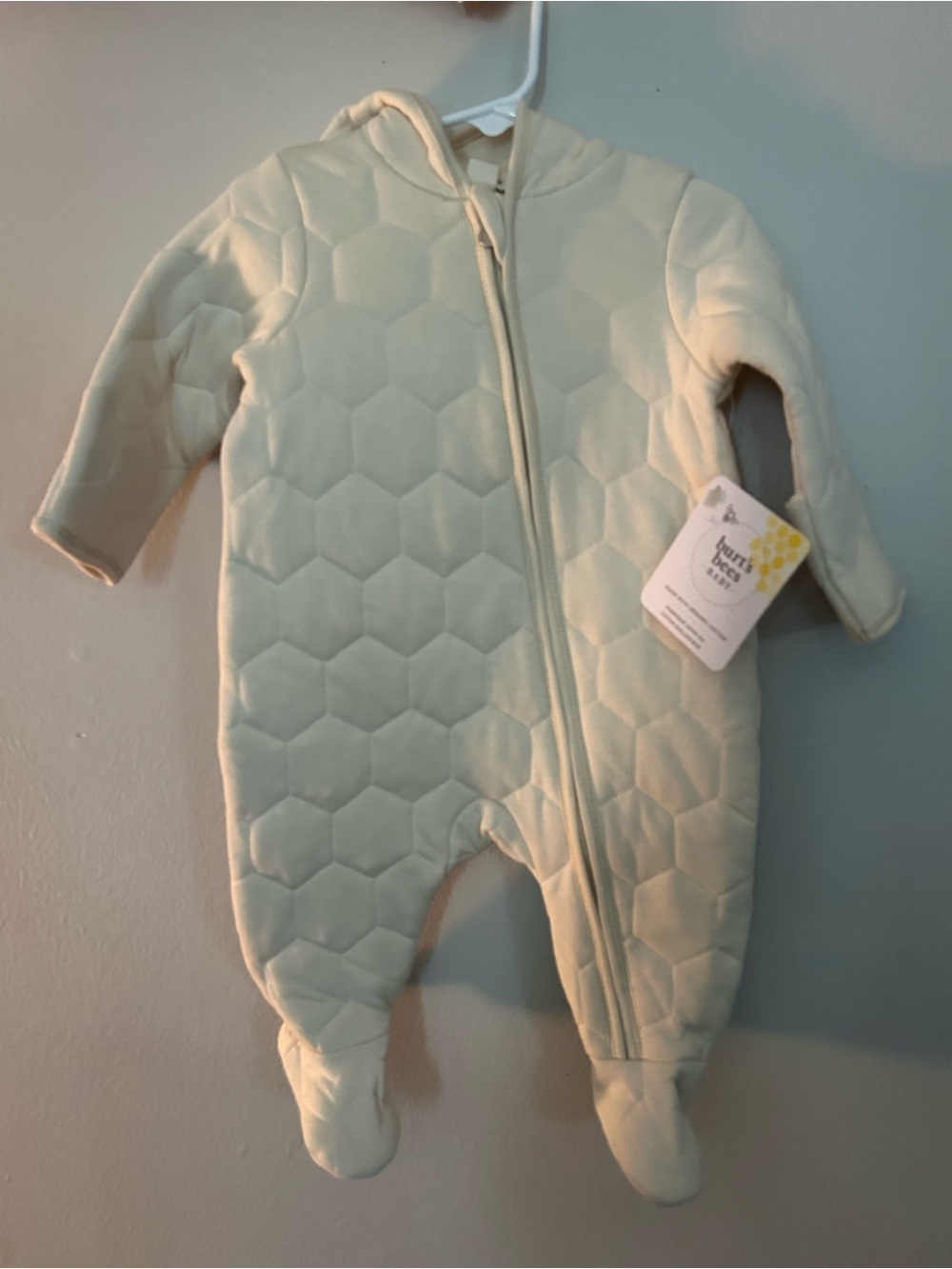 Burt’s Bees Quilted Hooded Baby One-Piece in Cream